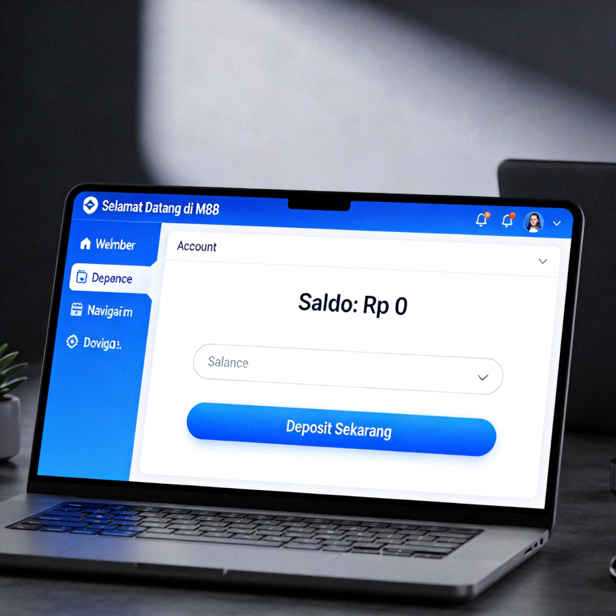 Dashboard member M88 setelah berhasil login dan siap untuk deposit pertama