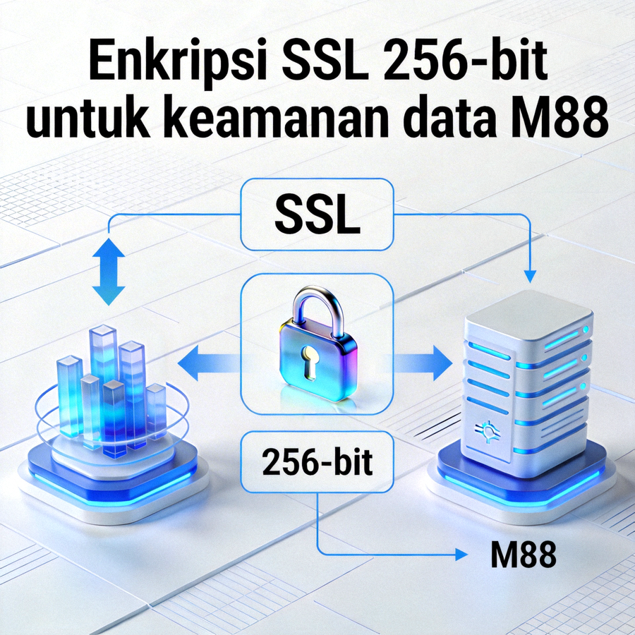 Enkripsi SSL 256-bit untuk keamanan data M88
