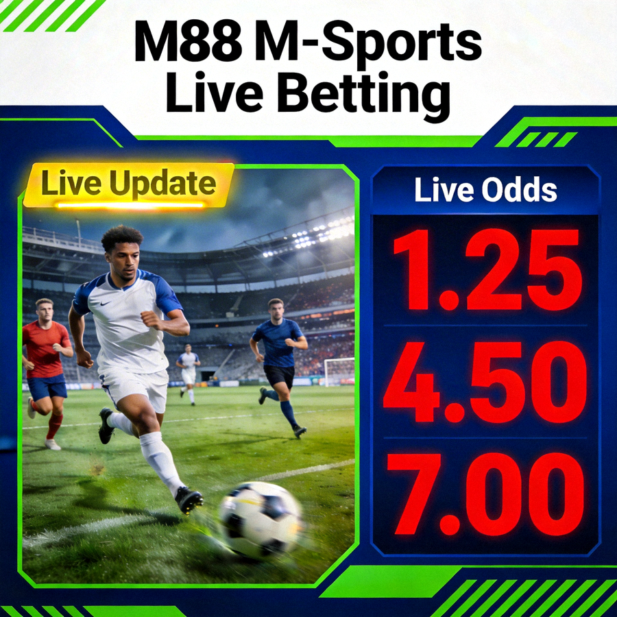 M88 M-Sports Live Betting - Tampilan live odds yang berubah secara real-time selama pertandingan sepakbola